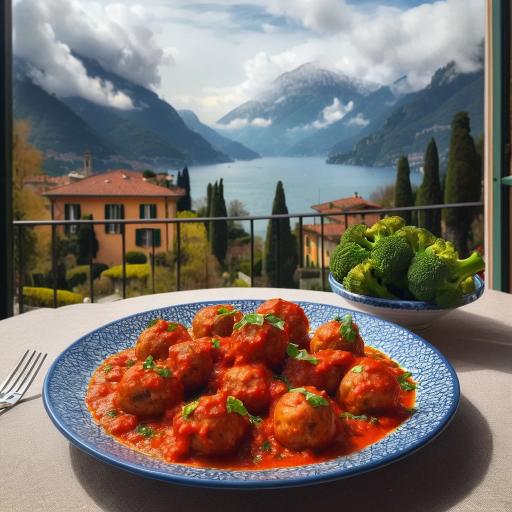 Chicken broccoli meatballs in tomato sauce